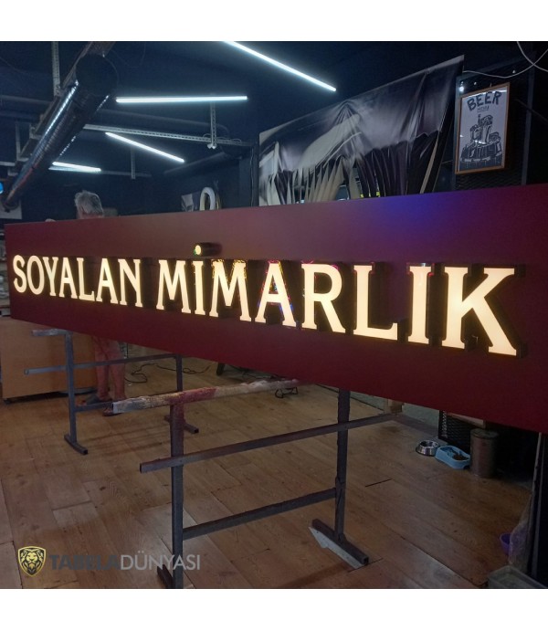 Soyalan Mimarlık Fileli Siyah Krom Kutu Harf Tabela