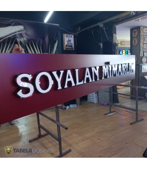 Soyalan Mimarlık Fileli Siyah Krom Kutu Harf Tabela