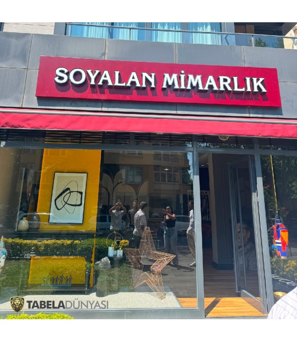 Soyalan Mimarlık Fileli Siyah Krom Kutu Harf Tabela