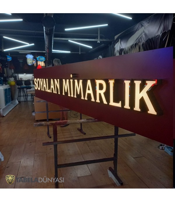 Soyalan Mimarlık Fileli Siyah Krom Kutu Harf Tabela