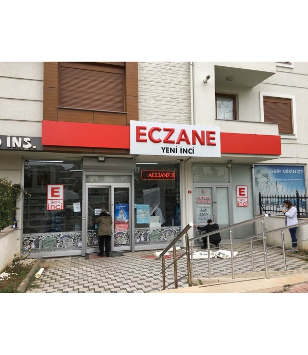 Eczane Yeni İnci Kübik Kabartma Harf Eczane Tabela