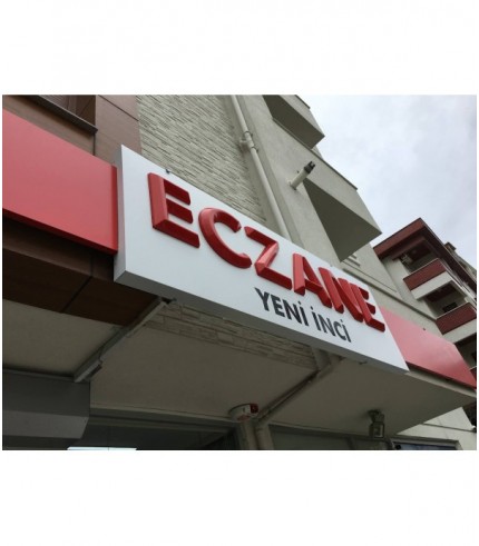 Eczane Yeni İnci Kübik Kabartma Harf Eczane Tabela