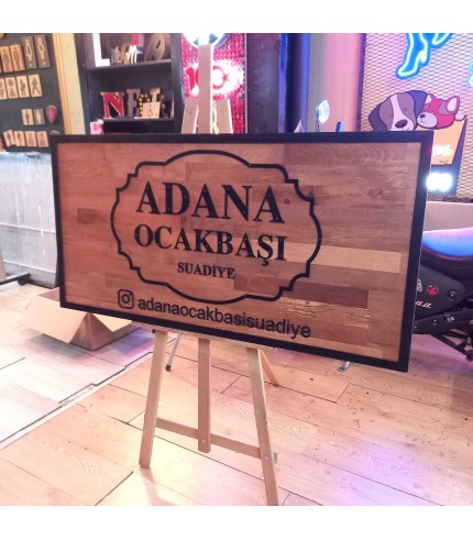 Adana Ocakbaşı Ahşap Üzeri Metal Kesme Harf Tabela