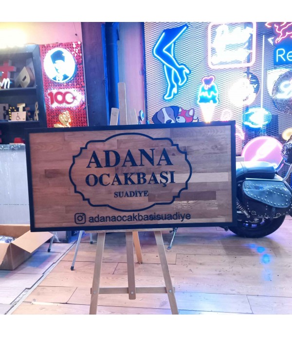 Adana Ocakbaşı Ahşap Üzeri Metal Kesme Harf Tabela