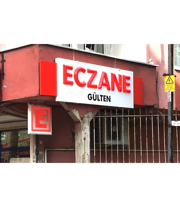 Eczane Gülten İçten Led Pleksiglass Kutu Harf Tabela