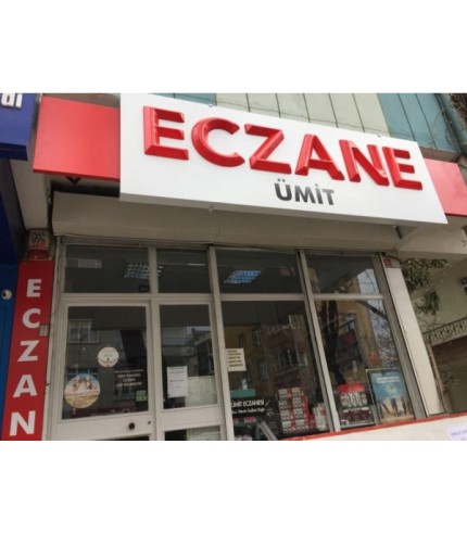 Eczane Ümit Kübik Kabartma Harf Eczane Tabela