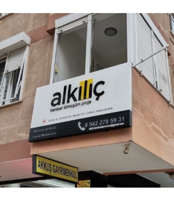 Alkılıç Kentsel Dönüşüm ışıklı tabela