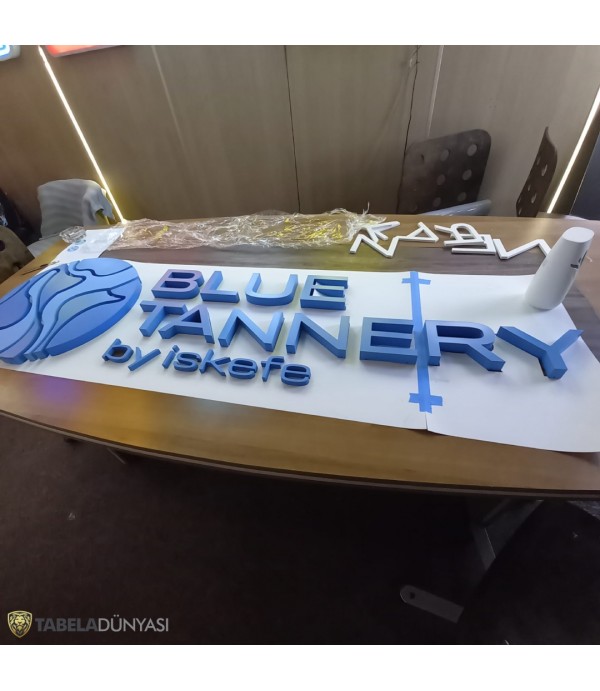 Blue Tannery by Iskefe Işıksız Alüminyum Kutu Harf Tabela