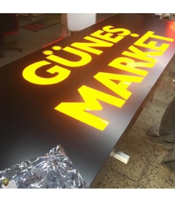 Güneş Market Işıklı Dekupe Pleksi Tabela