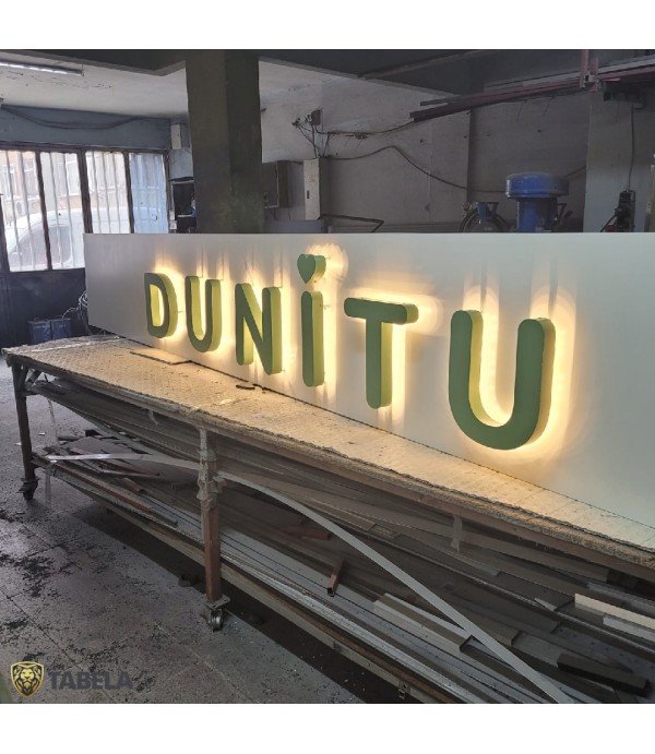 Dunitu Alüminyum Boyalı Endirekt Led Aydınlatma Kutu Harf Tabela