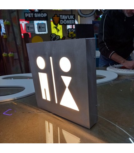 Wc Işıklı Eskitme Tabela