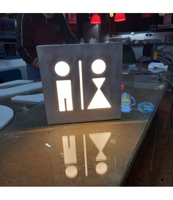 Wc Işıklı Eskitme Tabela