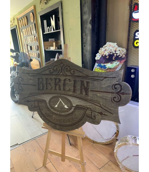 Berçin Sanat Atölyesi Ahşap Tabela