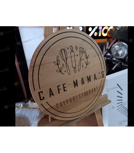 Cafe ahşap Logo Tabela