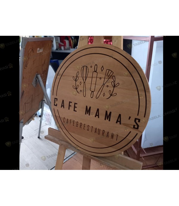 Cafe ahşap Logo Tabela