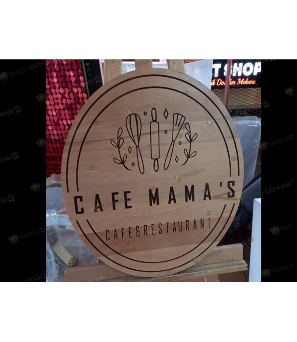Cafe ahşap Logo Tabela