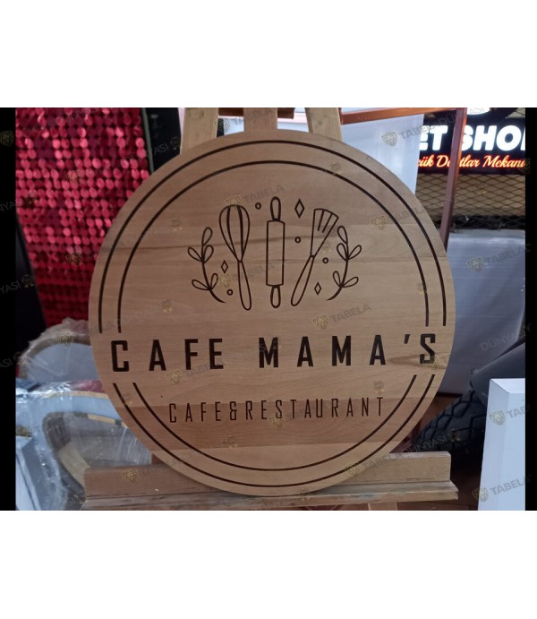 Cafe ahşap Logo Tabela