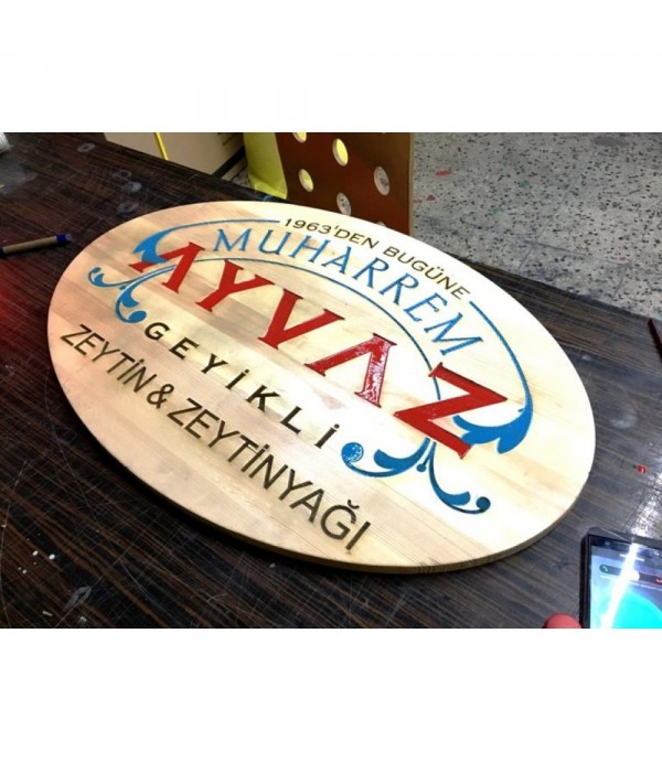 Ayvaz Geyikli Zetin&Zeytinyağı Ahşap Tabela