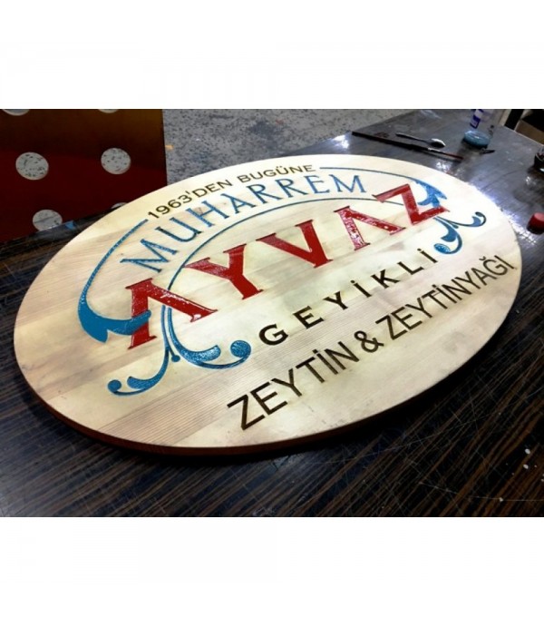 Ayvaz Geyikli Zetin&Zeytinyağı Ahşap Tabela