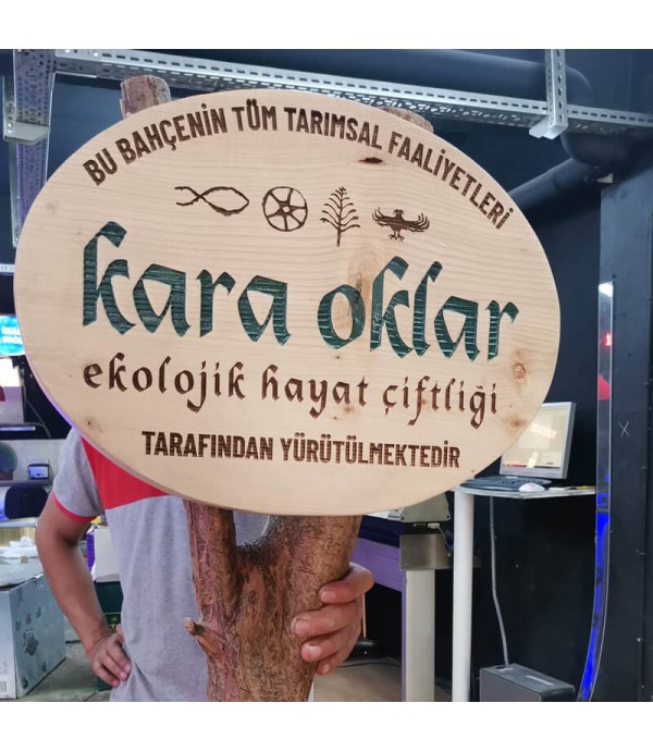 Ekolojik Çiflik Ayaklı Ahşap Tabela