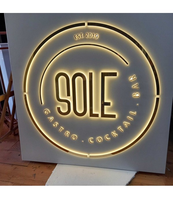 Sole Gastro Gold Krom Işıklı Tabela