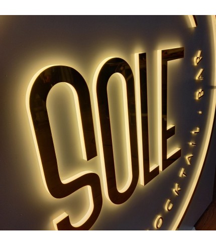 Sole Gastro Gold Krom Işıklı Tabela