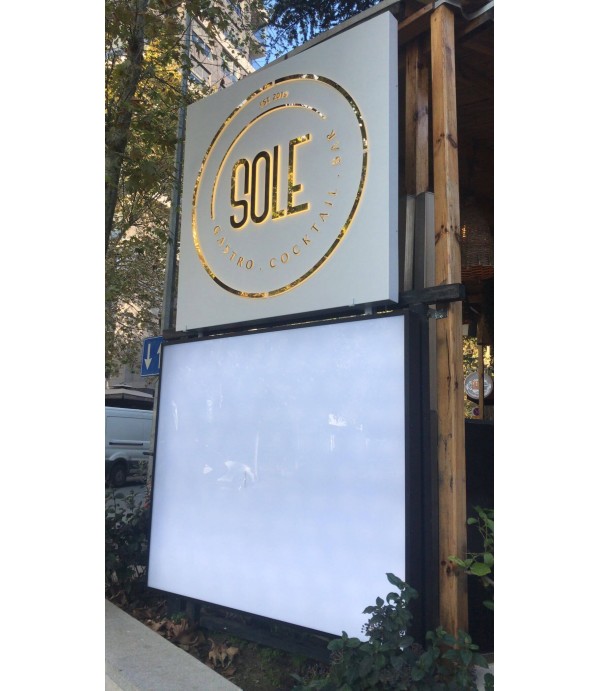 Sole Gastro Gold Krom Işıklı Tabela