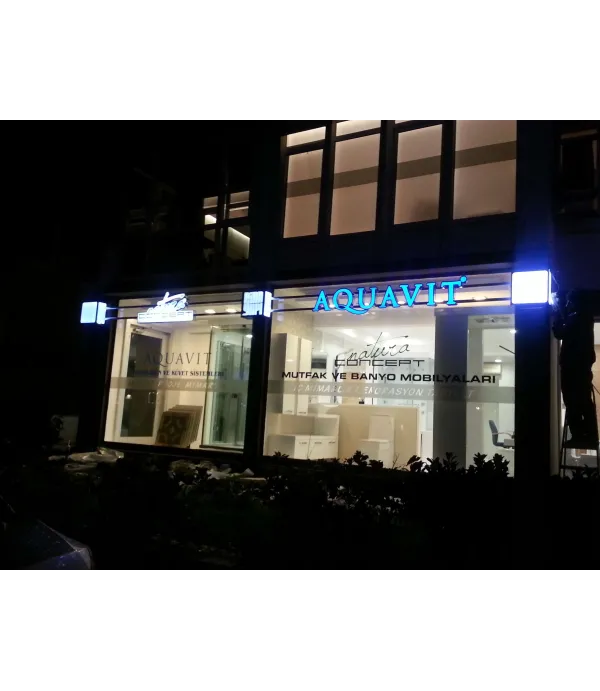 Aquavit Işıklı Fileli Krom Kutu Harf Tabela