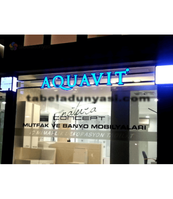 Aquavit Işıklı Fileli Krom Kutu Harf Tabela