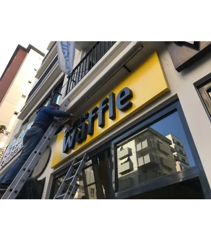Göztepe Waffle Dıştan Aydınlatma Tabela