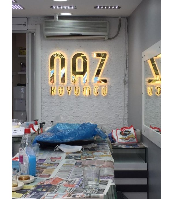 Naz Kuyumcu Erenköy Endirek Gold Krom Kutu Harf