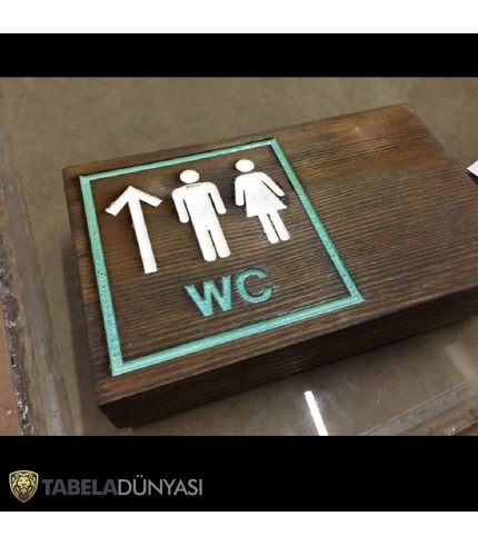 Eskitme Ahşap Bay Bayan WC Yönlendirme