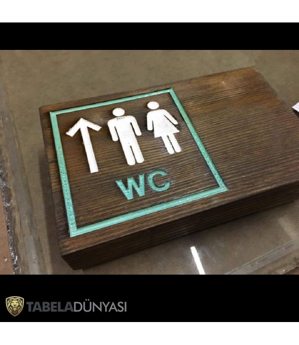 Eskitme Ahşap Bay Bayan WC Yönlendirme
