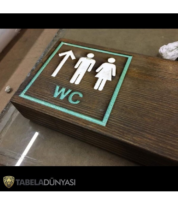 Eskitme Ahşap Bay Bayan WC Yönlendirme