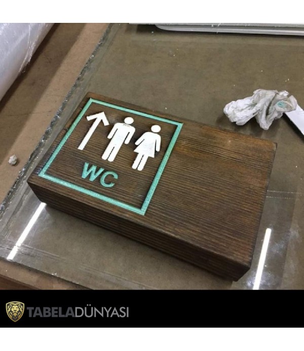 Eskitme Ahşap Bay Bayan WC Yönlendirme