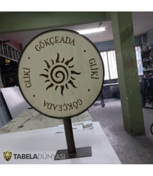 Gökçeada Çift Taraflı Ahşap Daire Tabela