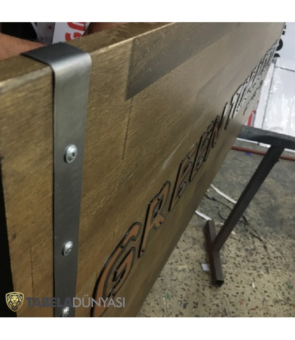 Green Tobacco Maltepe Metal Harf Ahşap Tabela