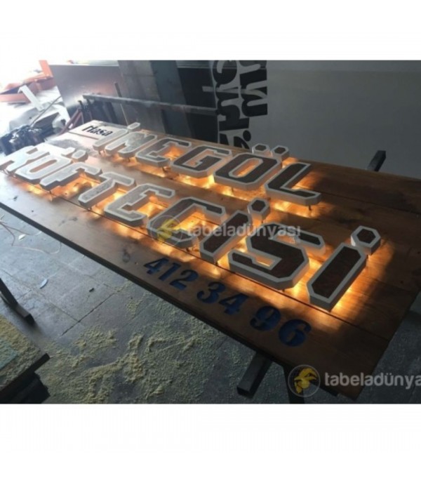 Hasan İnegöl Köftecisi Ahşap Işıklı Tabela