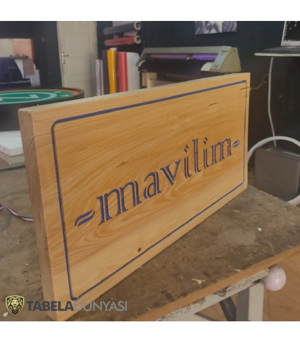 Mavilim Otel Kaş Ahşap Tabela