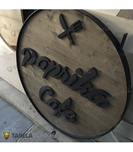 Paprika Cafe Ahşap Tabela