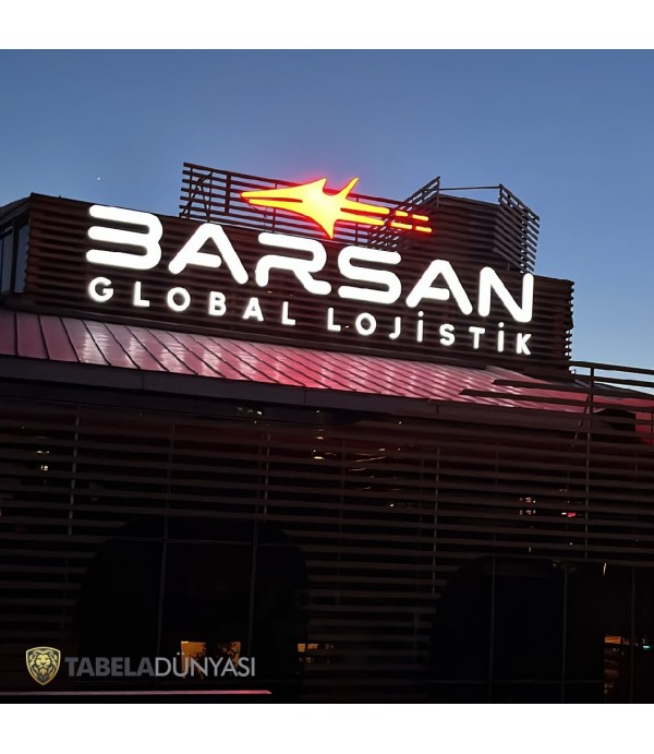 BARSAN Global Lojistik Işıklı Kutu Harf Çatı Tabelası