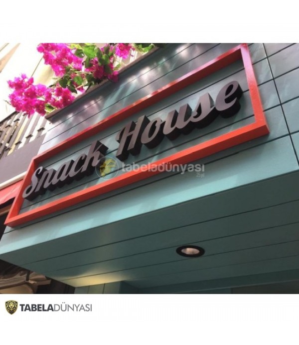 Snack House Ahşap Tabela