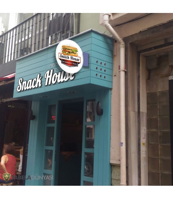 Snack House Ahşap Tabela