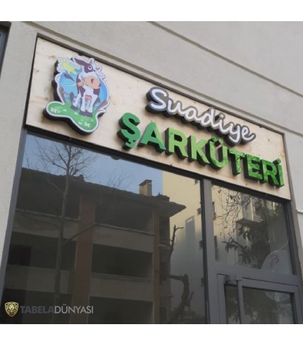 Suadiye Şarküteri Işıklı Ahşap Kutu Harf Tabela