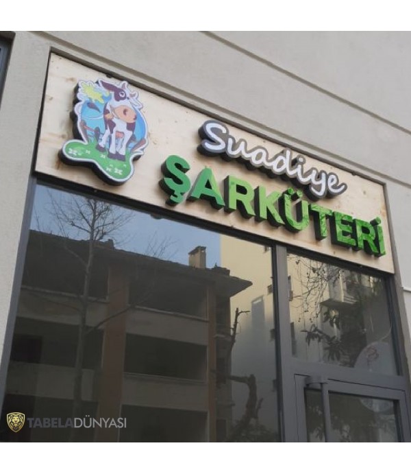 Suadiye Şarküteri Işıklı Ahşap Kutu Harf Tabela