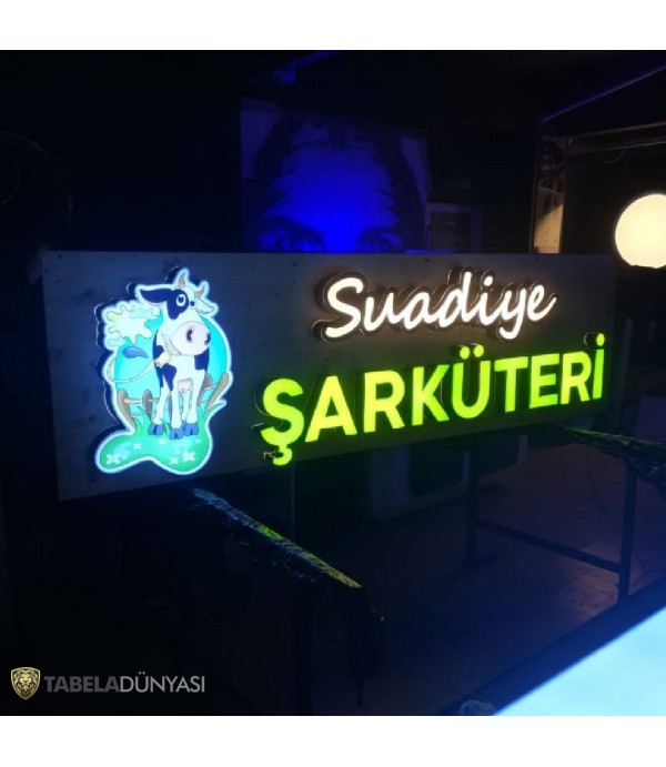 Suadiye Şarküteri Işıklı Ahşap Kutu Harf Tabela