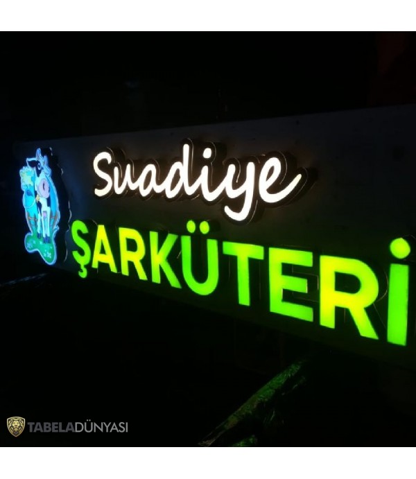 Suadiye Şarküteri Işıklı Ahşap Kutu Harf Tabela