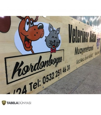 Veteriner Hekim Ahşap Oyma Tabela
