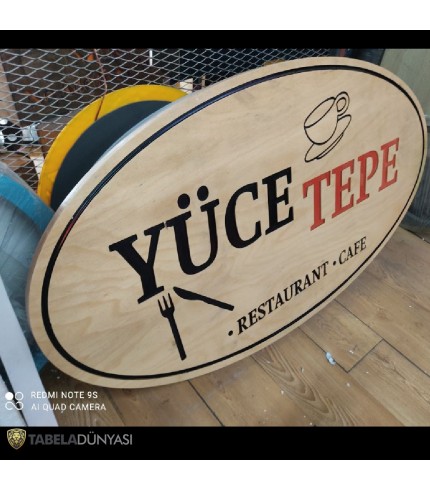 Yüce Tepe Restaurant Cafe Ahşap Tabela