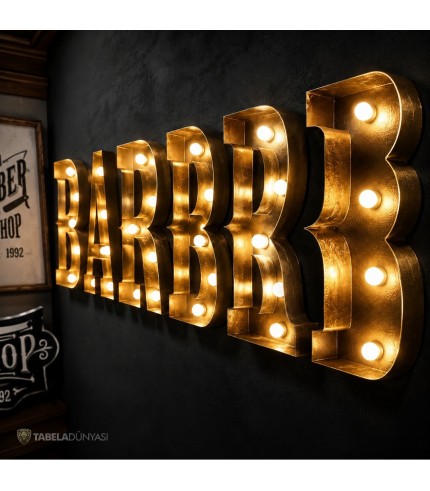 Almanya Barber Eskitme Ters Tava Ampul Kutu Harf Tabela